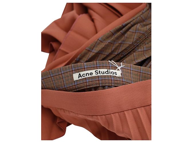 Falda midi asimétrica con pliegues eléctricos en mezcla de lana naranja de Acne Studios - vista 3