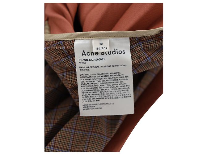 Falda midi asimétrica con pliegues eléctricos en mezcla de lana naranja de Acne Studios - vista 4