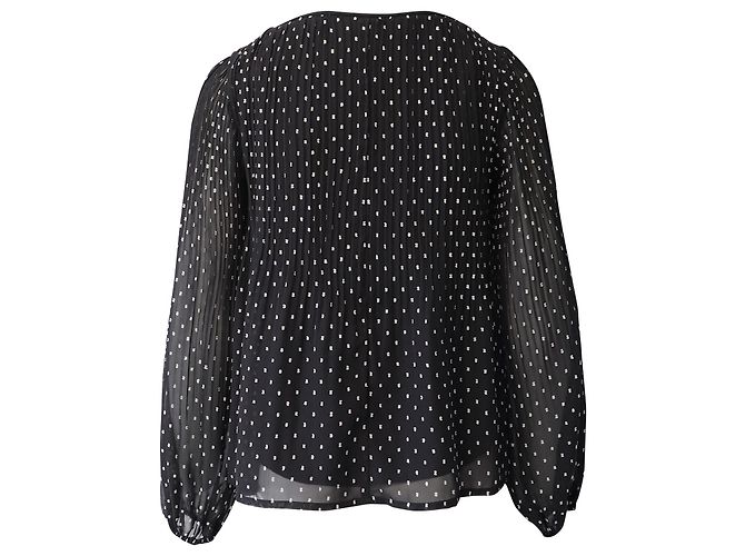 Blusa de manga larga con lunares Maje en poliéster negro - vista 3