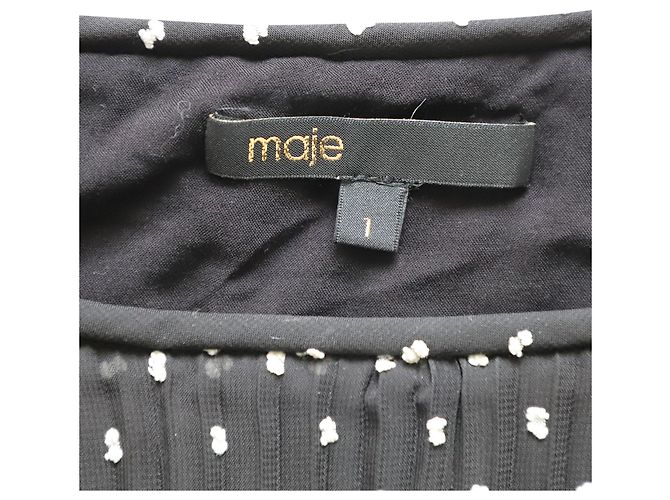 Blusa de manga larga con lunares Maje en poliéster negro - vista 5