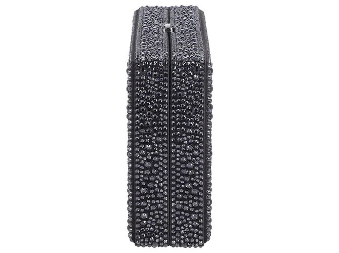 Dolce & Gabbana Pochette a scatola con logo DG impreziosita da strass in pelle nera - vista 3