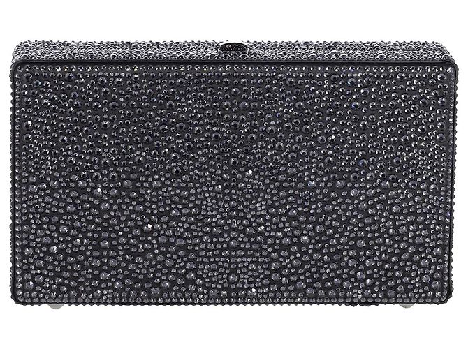 Dolce & Gabbana Pochette a scatola con logo DG impreziosita da strass in pelle nera - vista 4