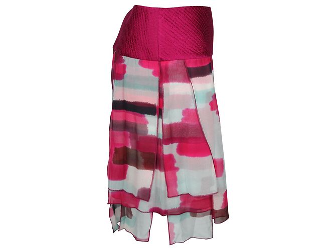 Falda fluida en seda rosa con paneles geométricos de Diane Von Furstenberg - vista 2