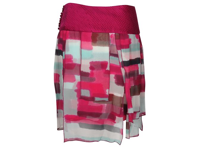 Falda fluida en seda rosa con paneles geométricos de Diane Von Furstenberg - vista 3