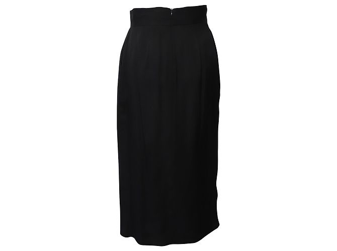 Dries Van Noten Midi-Faltenrock aus schwarzer Wolle - Ansicht 3