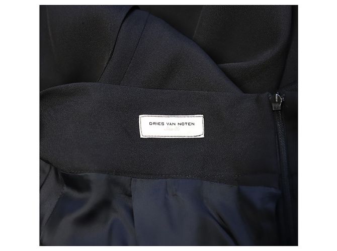 Dries Van Noten Midi-Faltenrock aus schwarzer Wolle - Ansicht 4