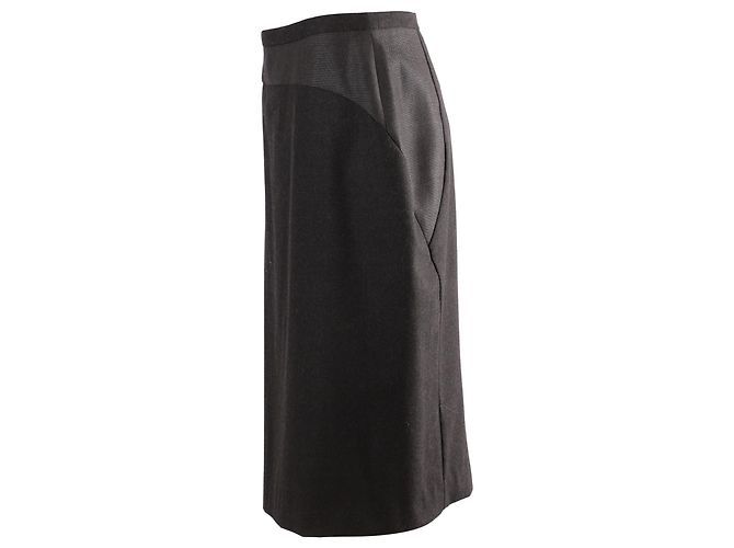 Falda midi de traje de corte lápiz en lana negra de Max Mara Negro - vista 2