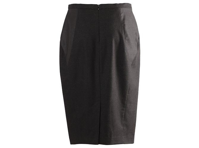 Falda midi de traje de corte lápiz en lana negra de Max Mara Negro - vista 3