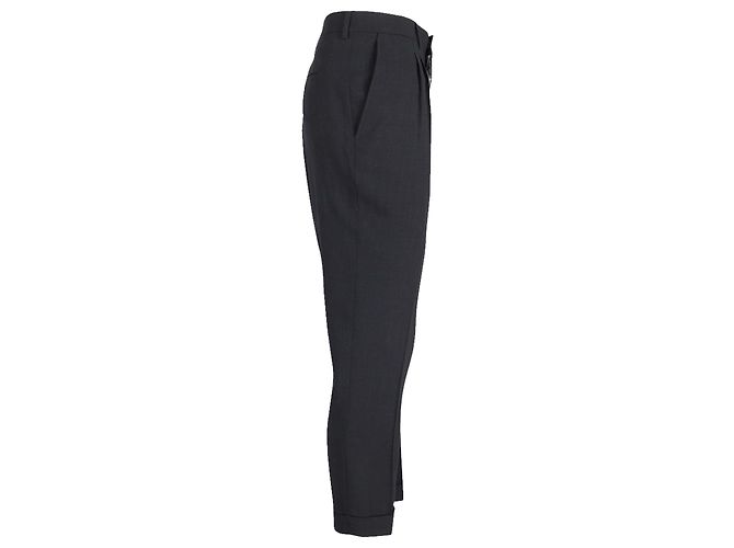 Ami Paris Tailored Cuffed Hem Trousers in Black Polyester - view 2