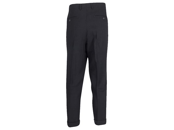 Ami Paris Tailored Cuffed Hem Trousers in Black Polyester - view 3