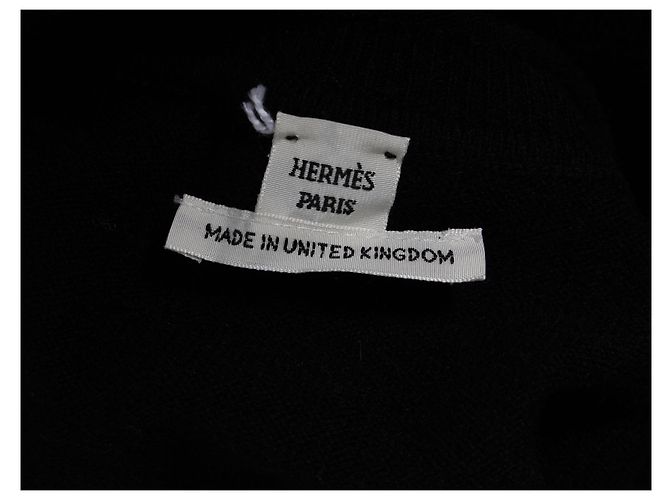 Hermès Hermes Midikleid mit Gürtel in Schwarz/Weißer Kaschmir - Ansicht 4