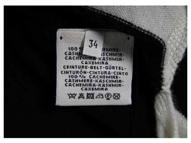 Hermès Hermes Midikleid mit Gürtel in Schwarz/Weißer Kaschmir - Ansicht 5