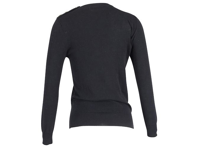 Pull col rond Givenchy en coton noir - vue 3