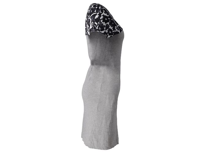 Autre Marque Vestido midi con paneles estampados de nácar en algodón gris y negro Impresión de pitón - vista 2