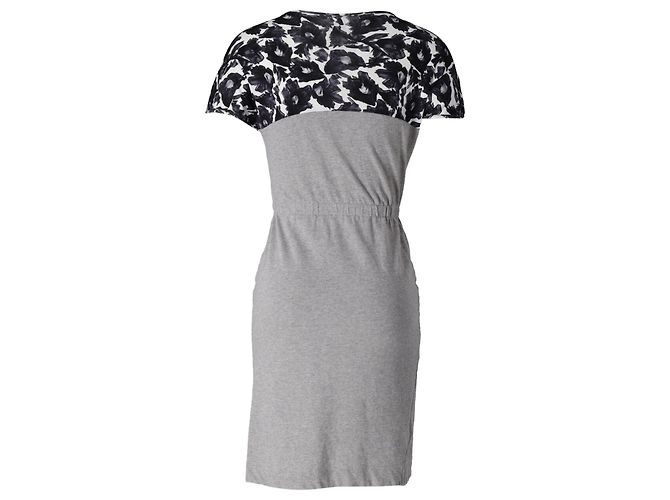 Autre Marque Vestido midi con paneles estampados de nácar en algodón gris y negro Impresión de pitón - vista 3