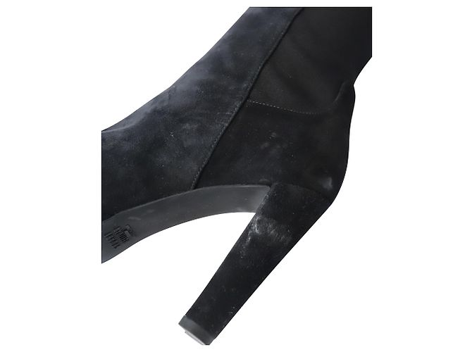 Stuart Weitzman Bottes Hautes Hiline en Daim Noir - vue 10