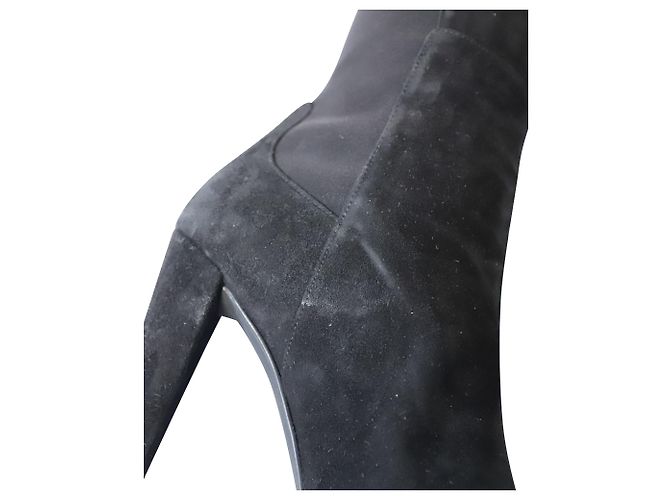 Stuart Weitzman Bottes Hautes Hiline en Daim Noir - vue 11
