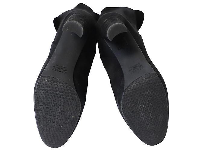 Stuart Weitzman Bottes Hautes Hiline en Daim Noir - vue 4