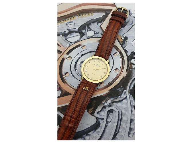 Autre Marque Relógio Maurice Lacroix banhado a ouro com pulseira de couro Amarelo - vista 3