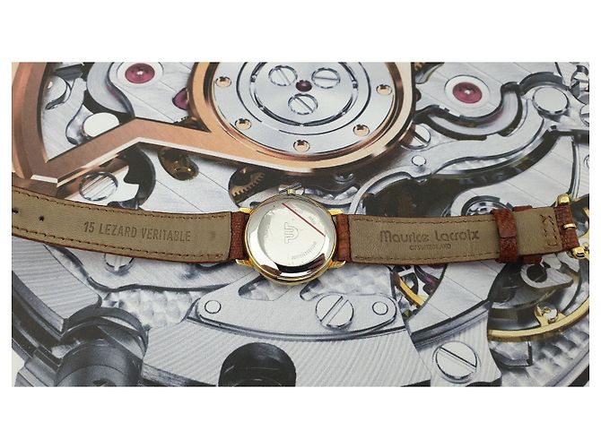 Autre Marque Relógio Maurice Lacroix banhado a ouro com pulseira de couro Amarelo - vista 5