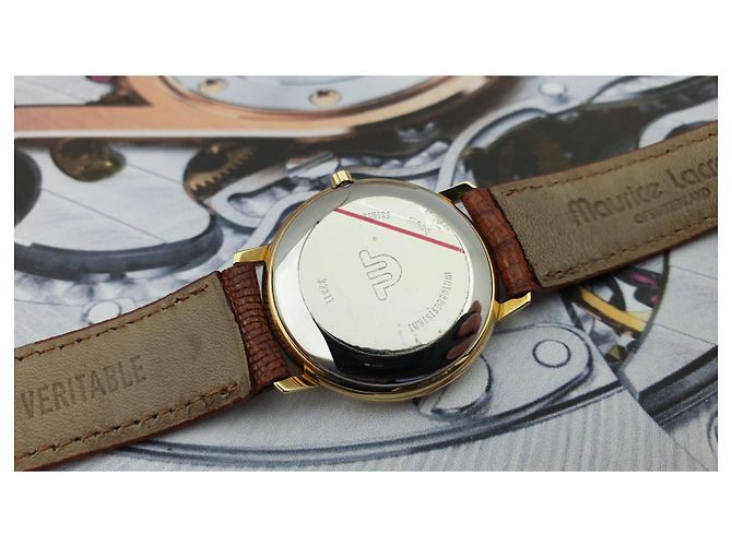 Autre Marque Relógio Maurice Lacroix banhado a ouro com pulseira de couro Amarelo - vista 8