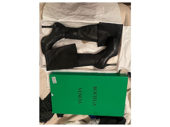 Autre Marque Botas altas Bottega Veneta Bold de piel elástica negra Negro - vista 6
