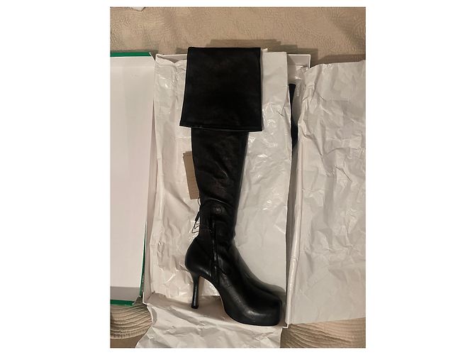 Autre Marque Botas altas Bottega Veneta Bold de piel elástica negra Negro - vista 7