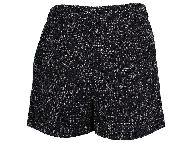 Saia plissada Maje Bleus em mistura de algodão orgânico Tweed azul marinho - vista 3