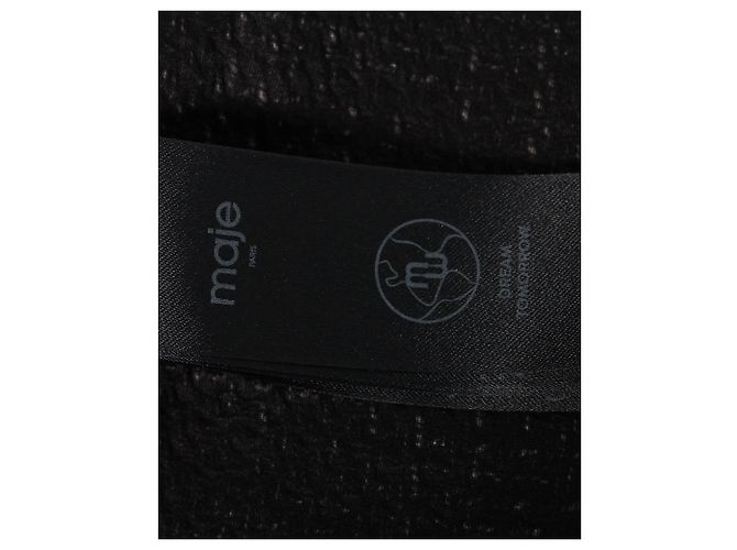 Saia plissada Maje Bleus em mistura de algodão orgânico Tweed azul marinho - vista 5
