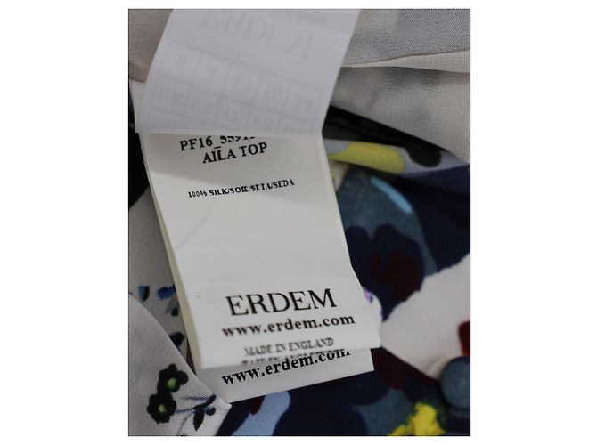 Erdem Aila Cold Shoulder Top aus weißer bedruckter Seide - vista 6