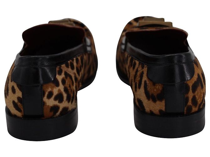 Dolce & Gabbana Mocassini Leopardati con Targhetta Logata in Lana Multicolor - vista 4