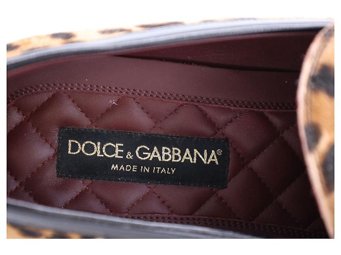 Dolce & Gabbana Mocassini Leopardati con Targhetta Logata in Lana Multicolor - vista 6