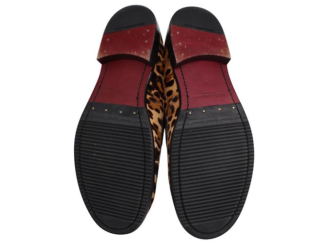 Dolce & Gabbana Mocassini Leopardati con Targhetta Logata in Lana Multicolor - vista 8