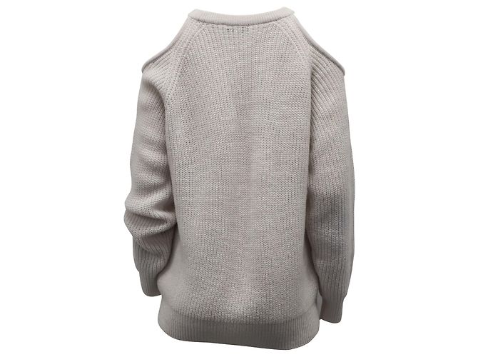 Iro Lineisy Pull en maille côtelée à épaules dénudées en acrylique beige clair - vue 3