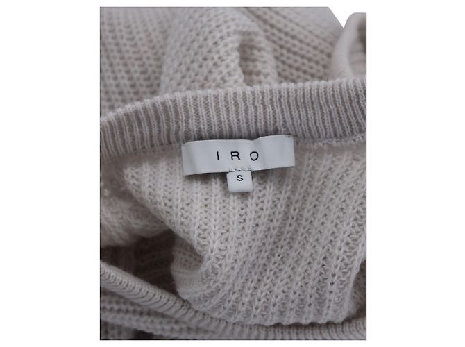 Iro Lineisy Pull en maille côtelée à épaules dénudées en acrylique beige clair - vue 4