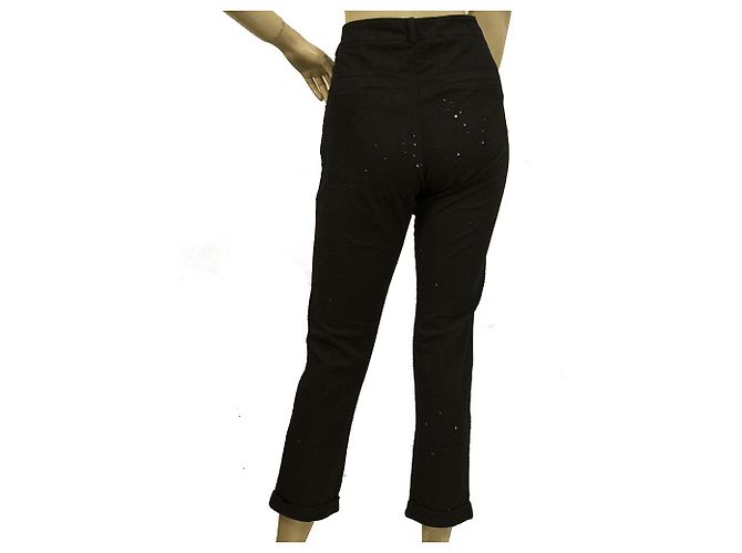 Autre Marque Calça Cropped Crossley preta envelhecida de algodão com elastano tamanho GG Preto - vista 2