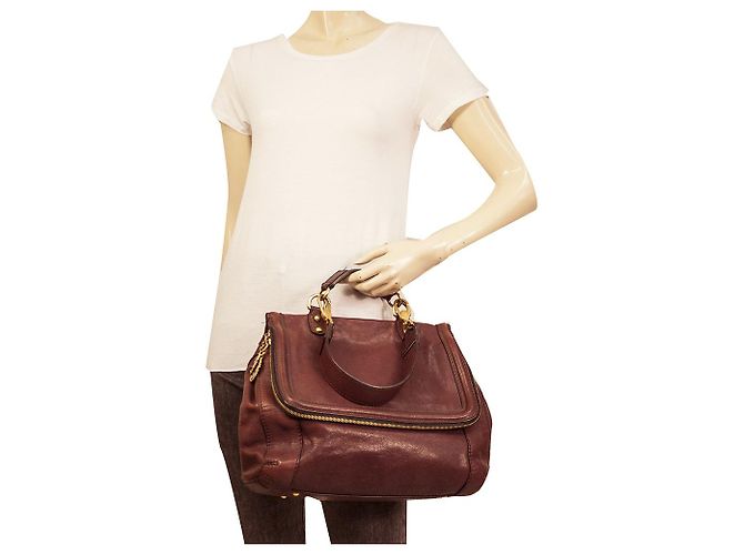 Sicily Dolce & Gabbana bolsa de mão em couro bordô com aba e bolso com zíper Sicília Bordeaux - vista 7