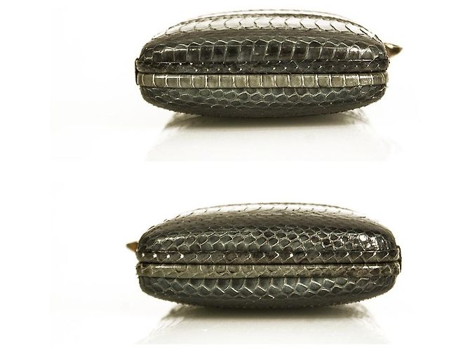 Pochette con custodia rigida in pelle di serpente blu e grigia Sergio Rossi - vista 3