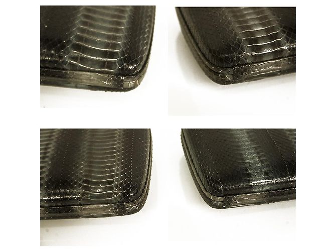 Pochette con custodia rigida in pelle di serpente blu e grigia Sergio Rossi - vista 7