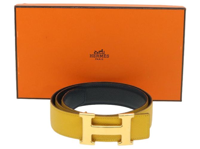 Hermès HERMES Constance Gürtel Leder 35.4„“ Yellow Navy Auth 39202 Gelb Marineblau - Ansicht 10