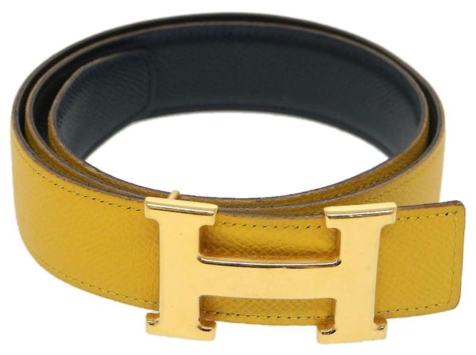 Hermès HERMES Constance Gürtel Leder 35.4„“ Yellow Navy Auth 39202 Gelb Marineblau - Ansicht 2