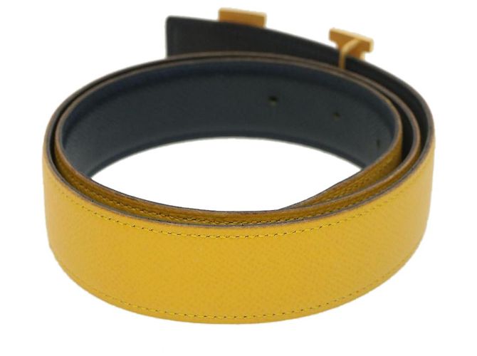 Hermès HERMES Constance Gürtel Leder 35.4„“ Yellow Navy Auth 39202 Gelb Marineblau - Ansicht 3