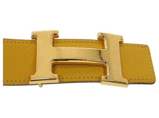 Hermès HERMES Constance Gürtel Leder 35.4„“ Yellow Navy Auth 39202 Gelb Marineblau - Ansicht 4