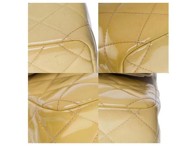 Chanel bolso de hombro jumbo atemporal en charol amarillo -101151 - vista 10