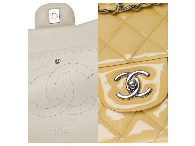 Chanel bolso de hombro jumbo atemporal en charol amarillo -101151 - vista 5