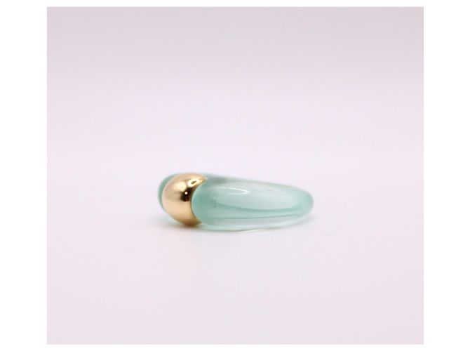 Autre Marque Anello in resina laguna in oro giallo 750%O Gold hardware - vista 4