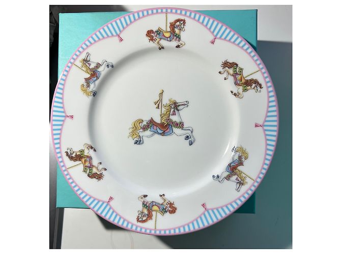 Tiffany & Co Rare Neuf 3 pièce Kids Set de vaisselle Carrousel Turquoise - vue 15