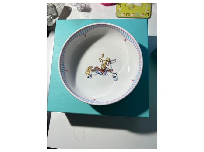 Tiffany & Co Rare Neuf 3 pièce Kids Set de vaisselle Carrousel Turquoise - vue 17