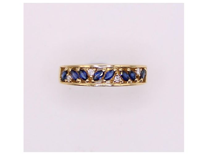 Autre Marque Anello giarrettiera in oro giallo con zaffiri e diamanti 750%O Blu scuro Gold hardware - vista 2