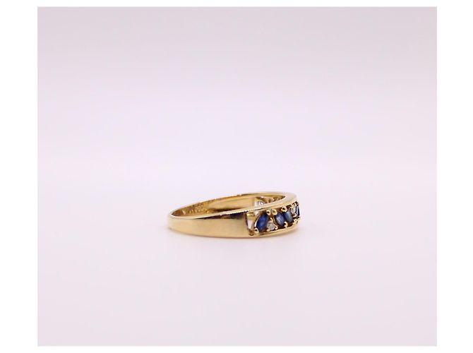 Autre Marque Anello giarrettiera in oro giallo con zaffiri e diamanti 750%O Blu scuro Gold hardware - vista 3